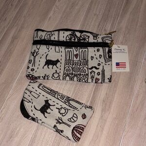 Danny K. Black and White Cityscape Pouch Set